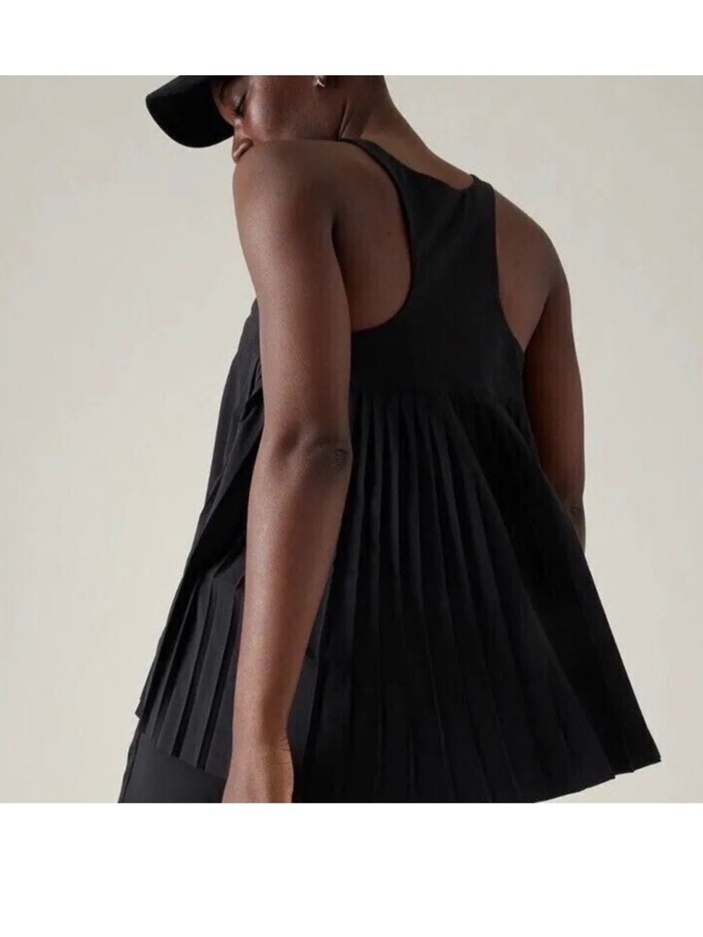 Athleta Black Pleated Racerback Tank